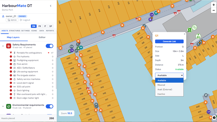 Dashboard DT — mappa, asset e layer